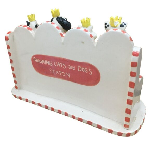 Reigning Cats & Dogs Sexton Sculpture - Unique Ceramic Figurine - Picture 12 of 13